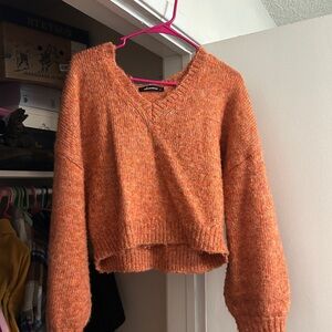 Vibrant Orange V-Neck Sweater